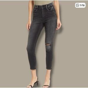 Good American 'Good Waist Crop Jeans'
GWC844T in Distressed "Black157" Size 27